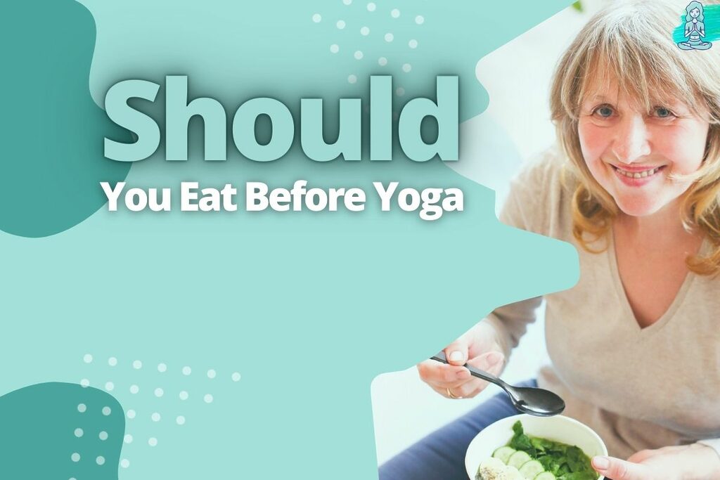 An elderly lady eating greens before a yoga session.