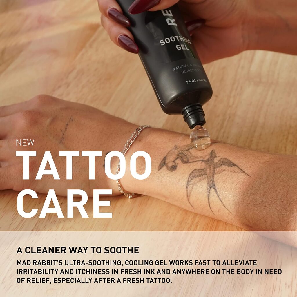 Mad Rabbit Repair Tattoo Aftercare Soothing Gel and Moisturizer for New Tattoos - Soothing Tattoo Care with Natural Ingredients, Prevents Skin Irritation and Damage, Fragrance-Free