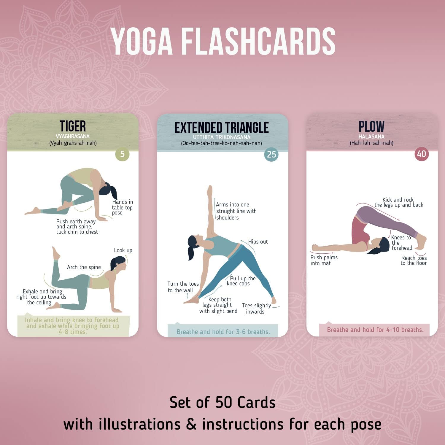 Merka Yoga Cards Workout Cards Yoga Poses Poster Yoga Stuff Set Of 50 ...